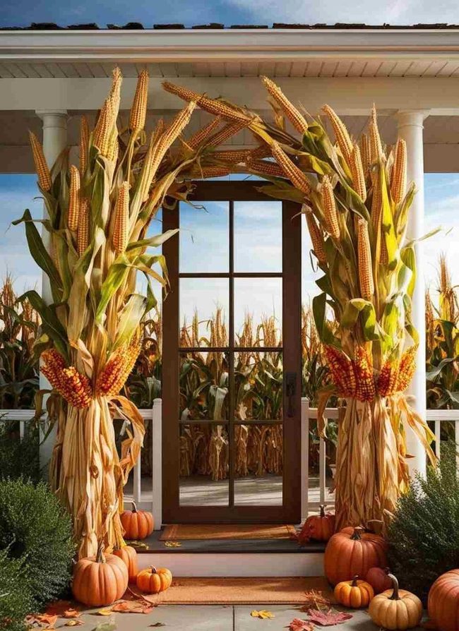 Dried Corn Stalks Golden Entrance