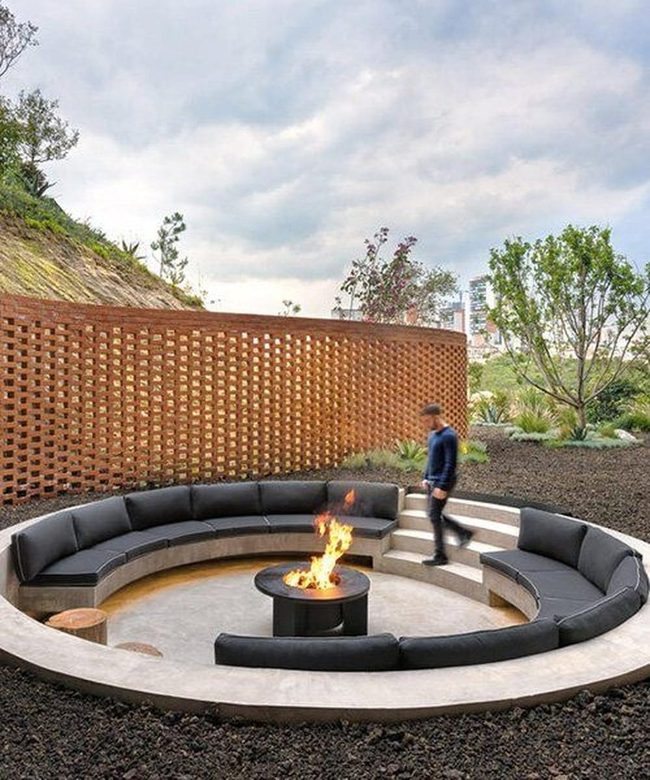 Circular Fire Pit Gathering Space