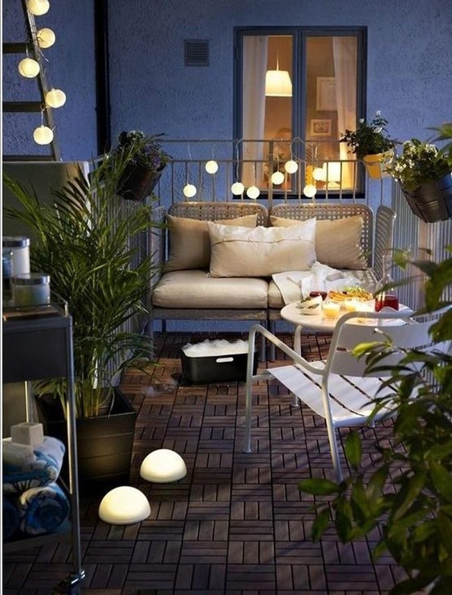 Golden Lights Over Wooden Balcony