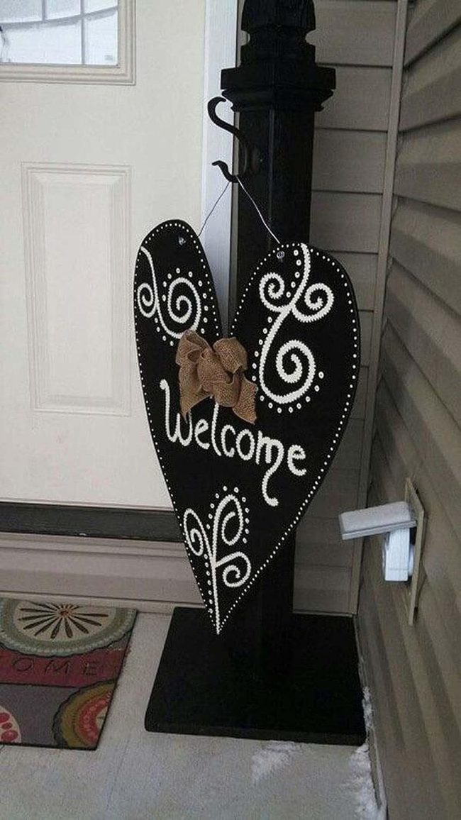 Black And White Heart Welcome Sign