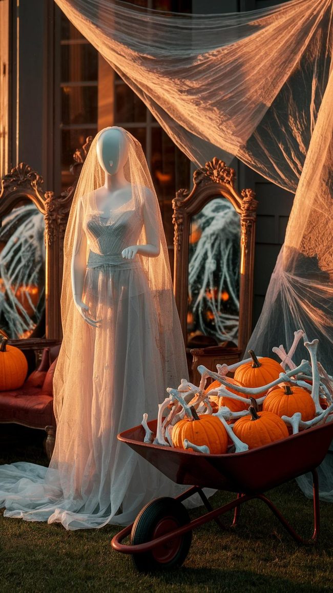 Vintage Mirrors Meet Halloween Bones