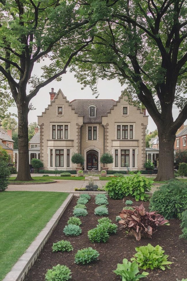 European Stone Manor with Formal Landscapes