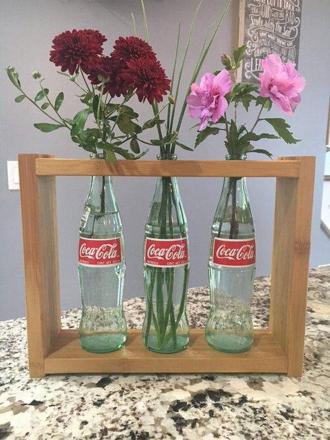 Coca Cola Bottles As Flower Vases