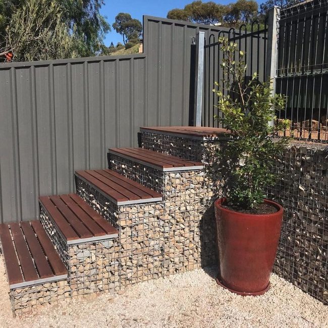 Stone-Filled Steps For Sloped Gardens