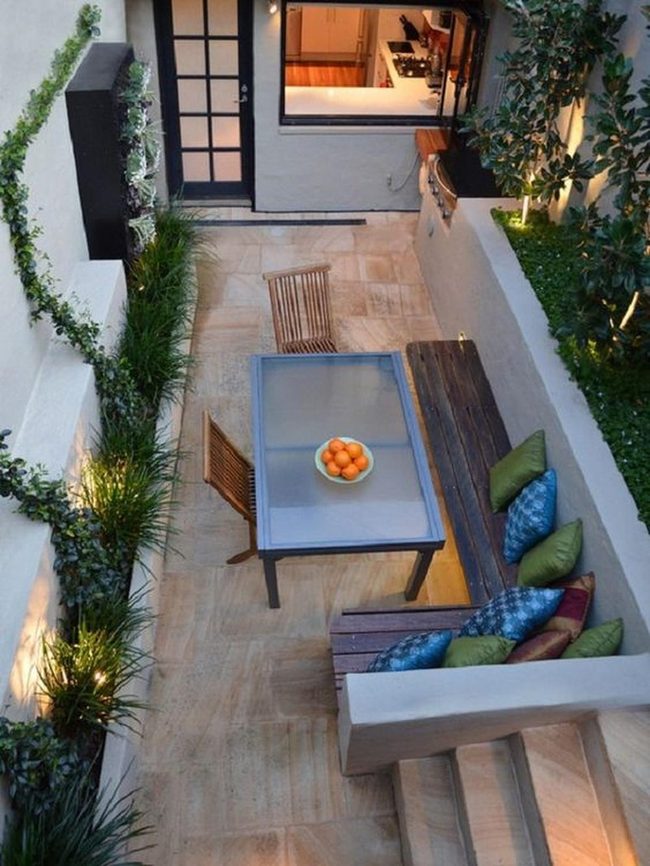 Stone Patio With Jewel Tone Seating