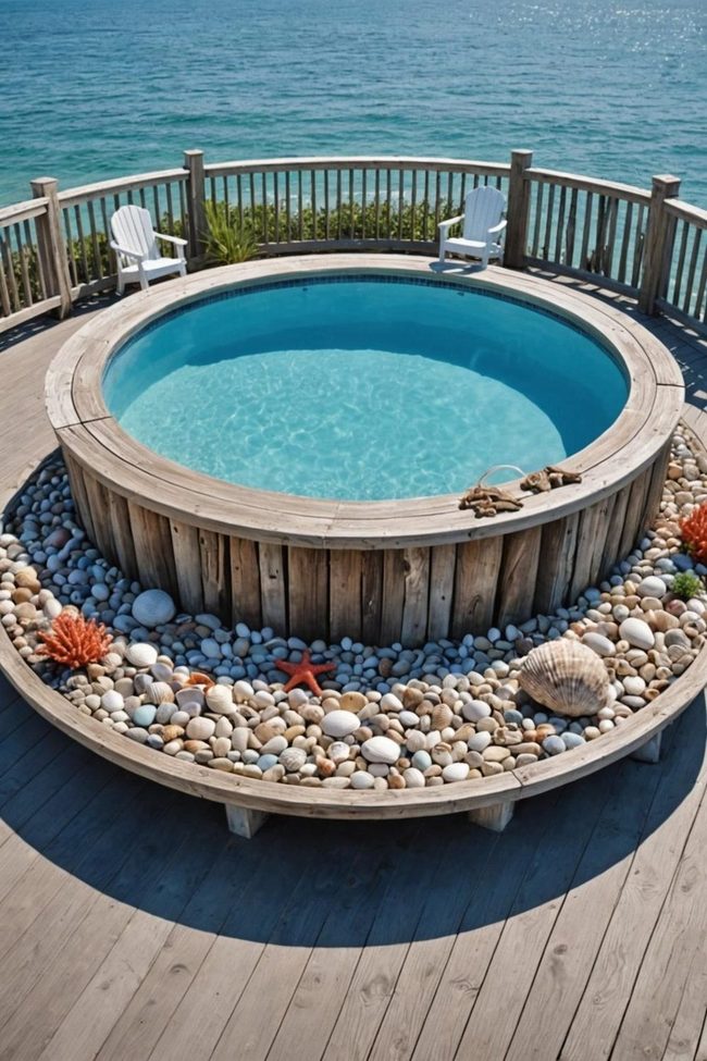 Driftwood Pool Deck by Ocean