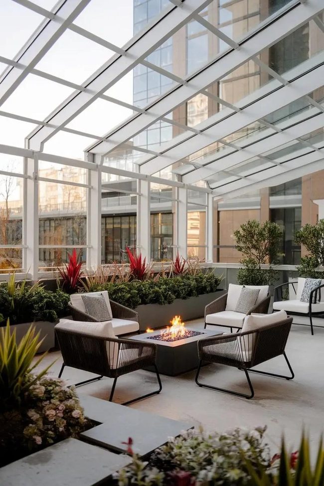 Transparent Ceiling Indoor Backyard Living