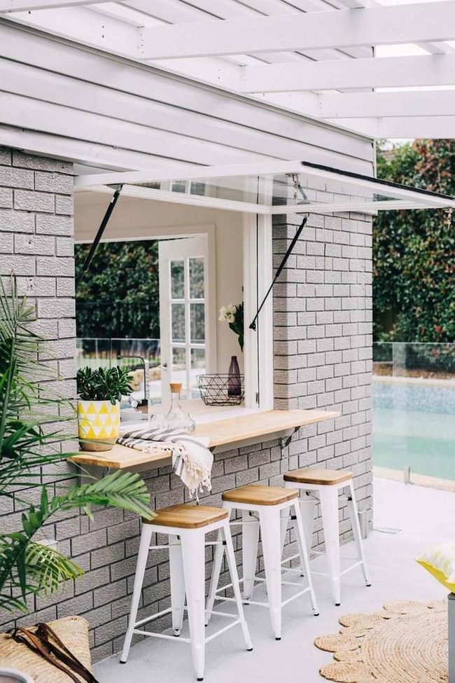 Wooden Bar Pergola Poolside