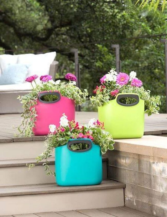 Colorful Plastic Bag Garden Planters