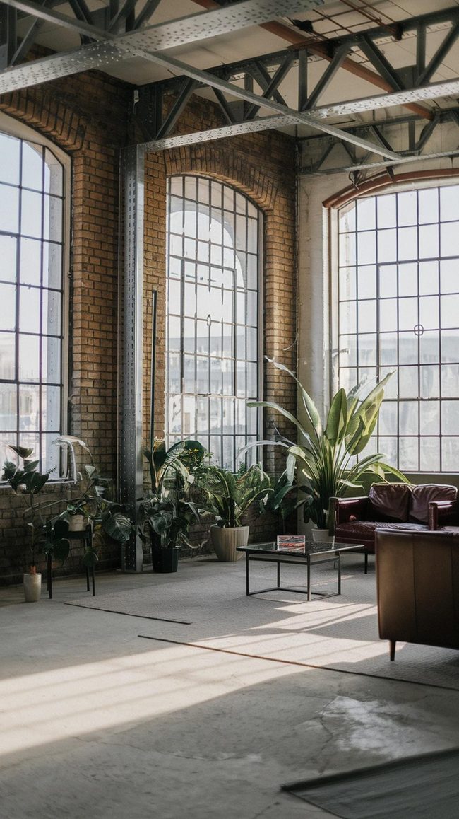Raw Brick Metal Framework Loft