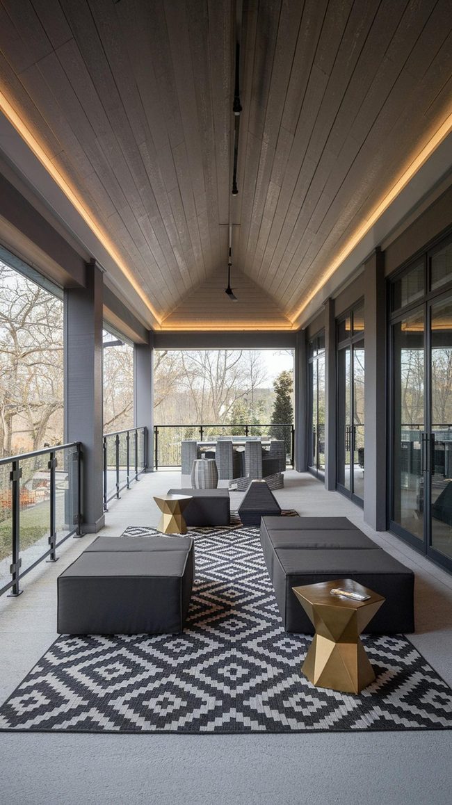 Modern Porch With Clean Lines And Glass