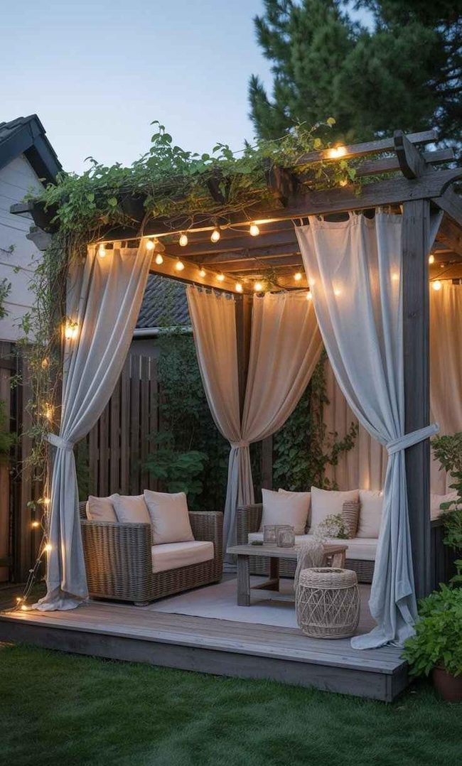 Pergola With Warm White Lights