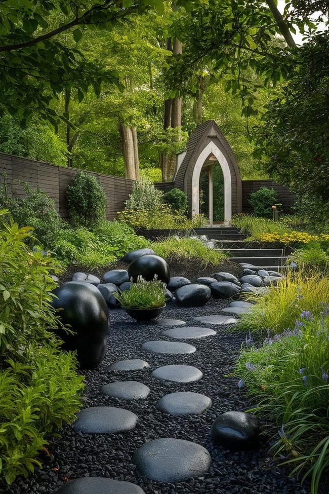 Black Lava Rock Succulent Bed