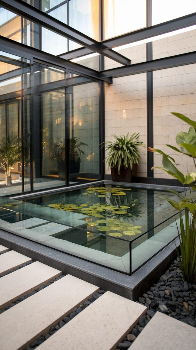 Floating Water Behind Glass Walls