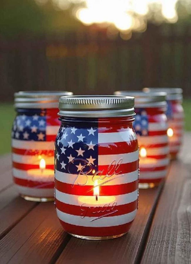 Patriotic Mason Jar Lanterns