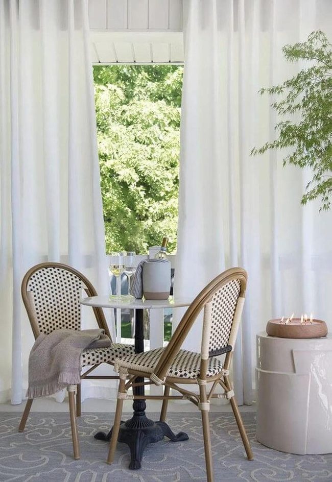 Bistro Set Under Soft String Lights