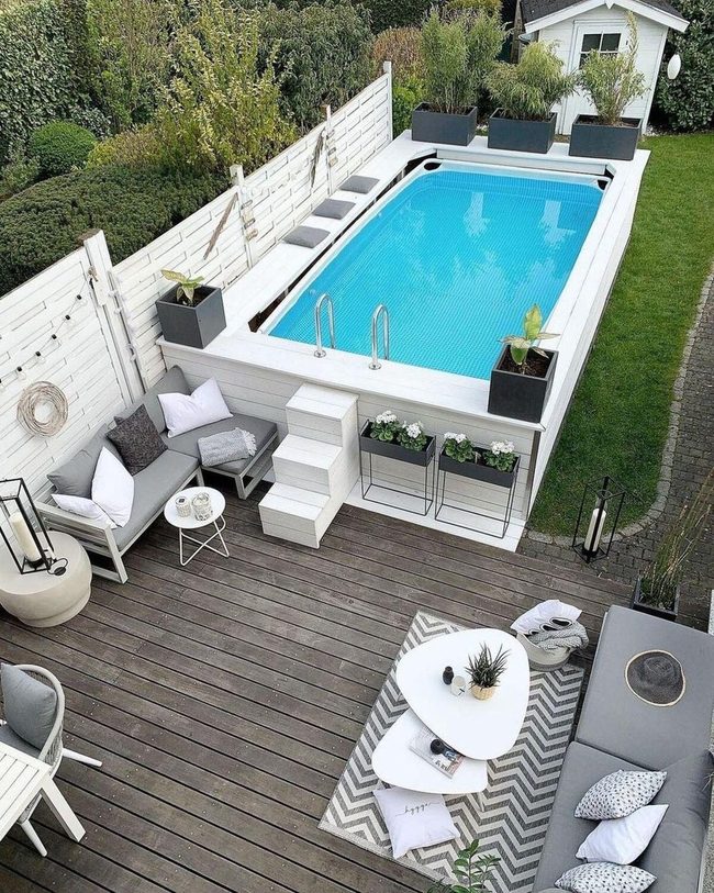 White Wood Pool Deck Luxury