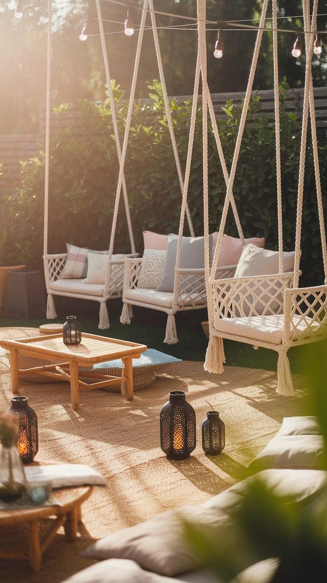 Macramé And Moroccan Lanterns Outdoor Sanctuary