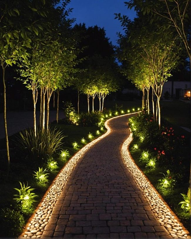 Pathway Lined With LED Brilliance