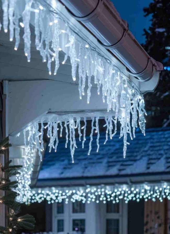 Cascading White Ice Lights