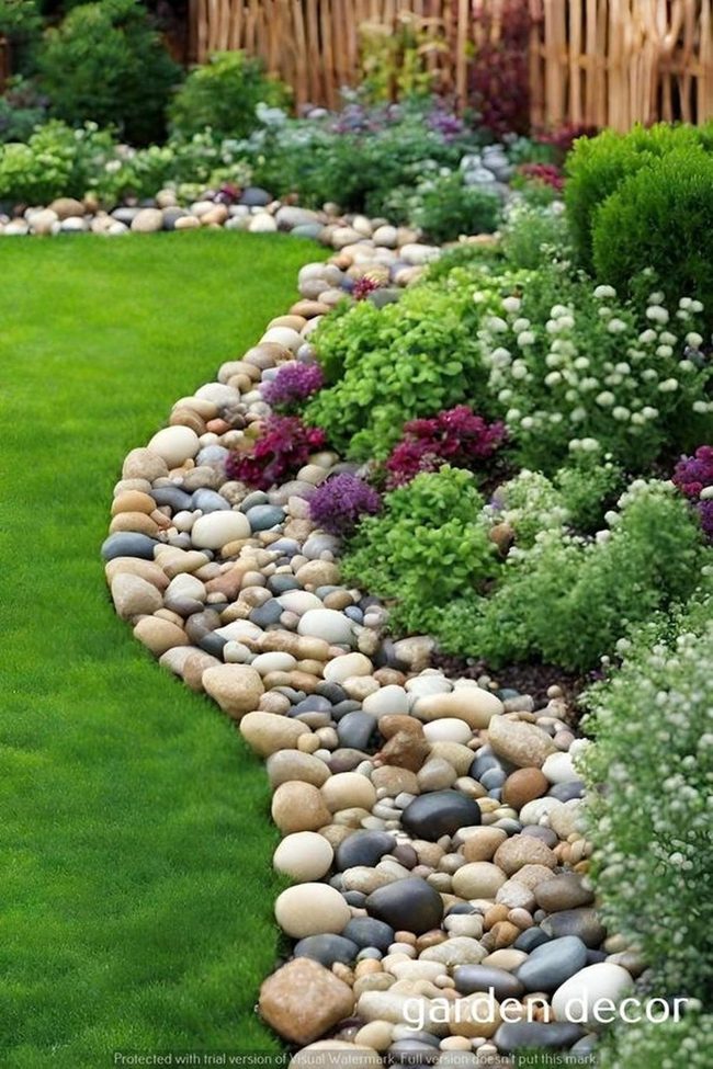 Emerald Lawn With Purple Flower Borders