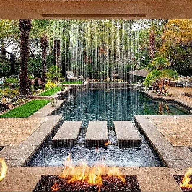 Cascading Water Meets Dancing Flames