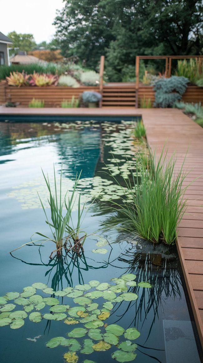 Solar-Heated Pool with Living Plants