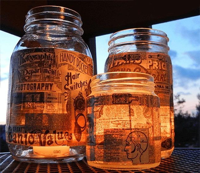 Decoupage Jar Lanterns For Pathways