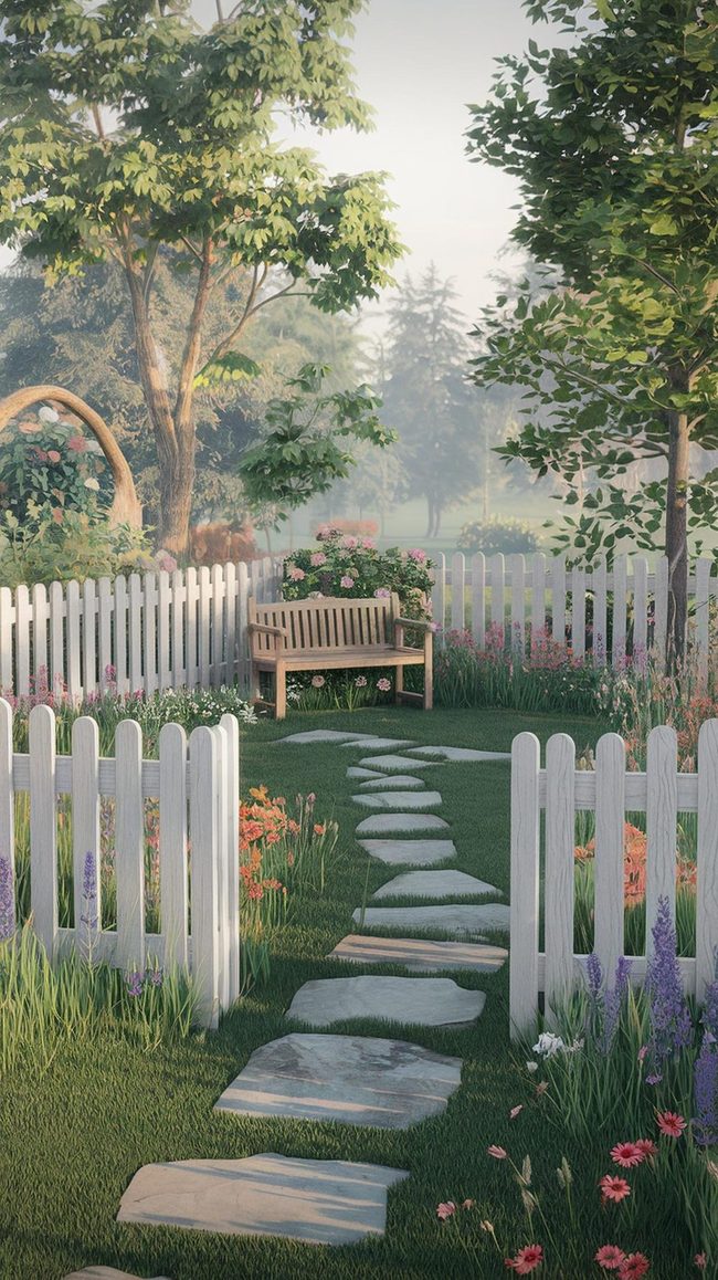 White Picket Fence Rose Patio