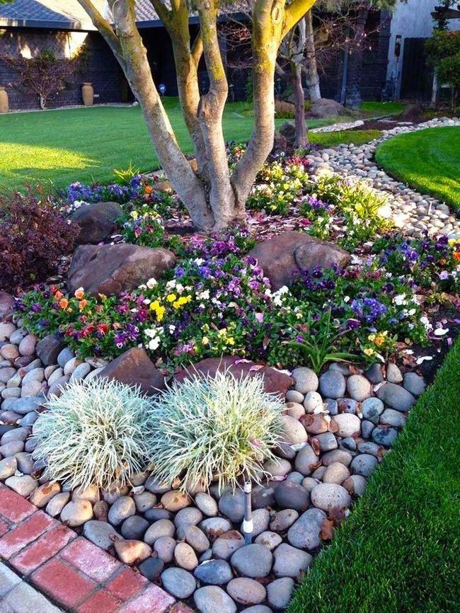 Wildflower Garden With Brick Pathways