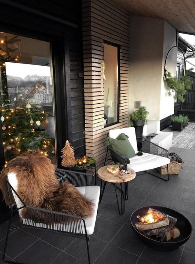Firelit Patio With Twinkling Strings