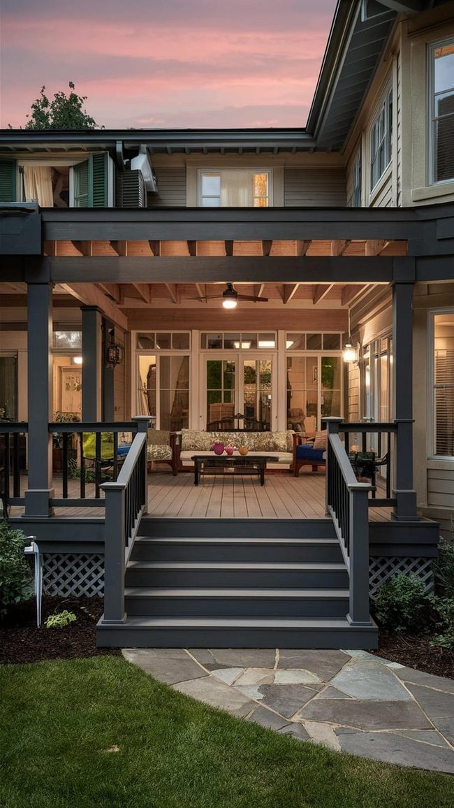 Minimalist Glass Railings On Warm Wood