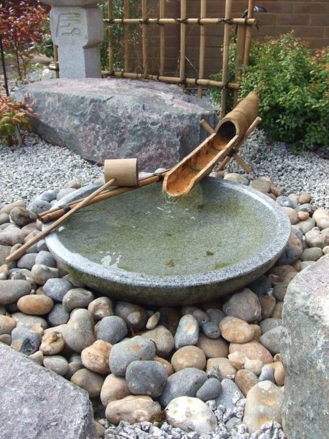 Bamboo Water Basin Stone Garden