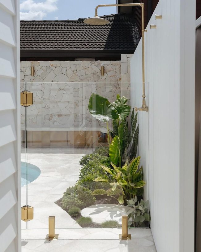 Glass Pool Fence, Brass Details, Garden Views