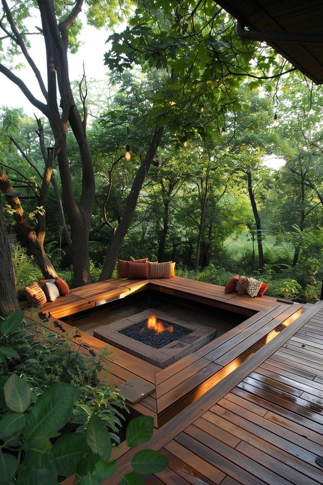 Sunken Gathering Space With Fire