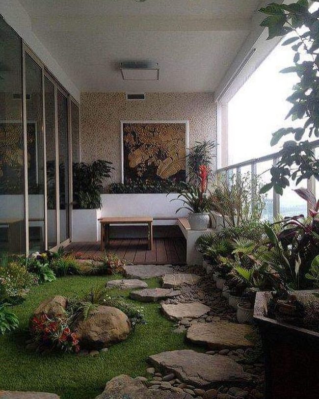 Volcanic Stone Tropical Balcony Garden