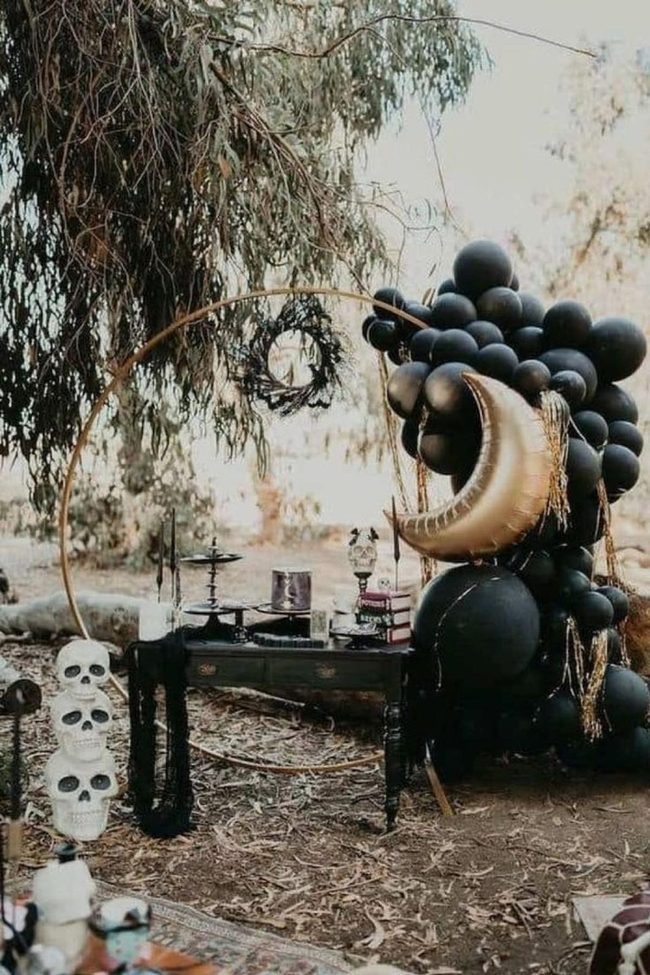 Black Balloons Moon Forest Whispers