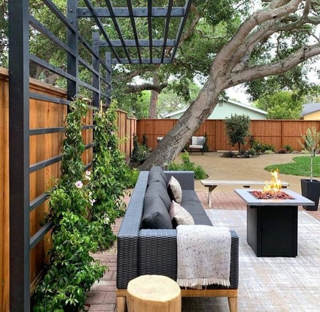Metal Pergola With Smokeless Fire Pit