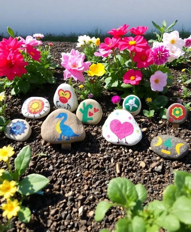 Hand-Painted Stone Garden Markers
