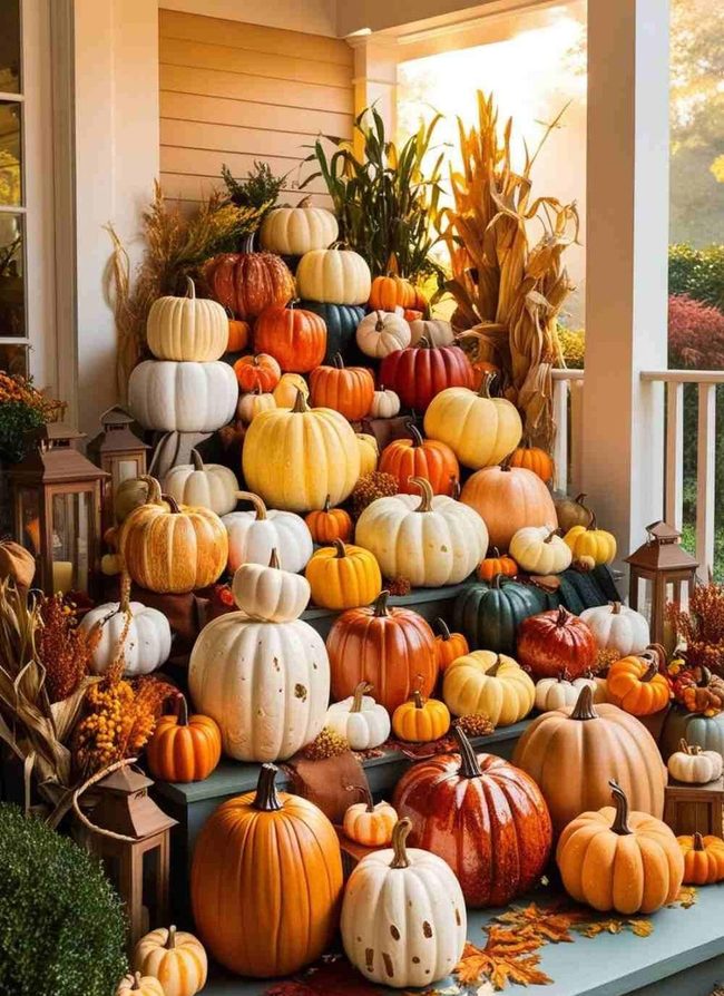 Orange Pumpkins Stack Tall