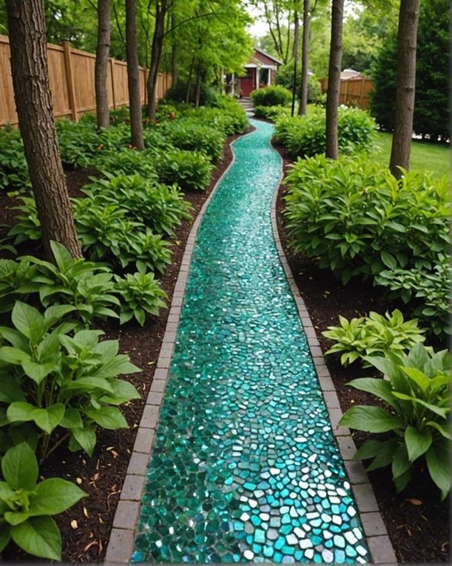 Crushed Glass Walkway Sparkles Sustainability