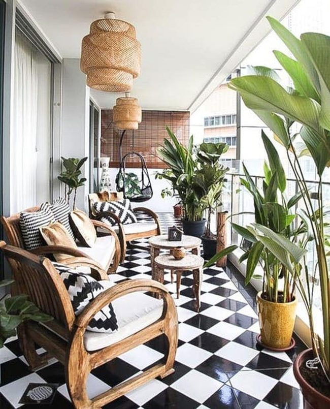 Green Potted Balcony Coffee Escape