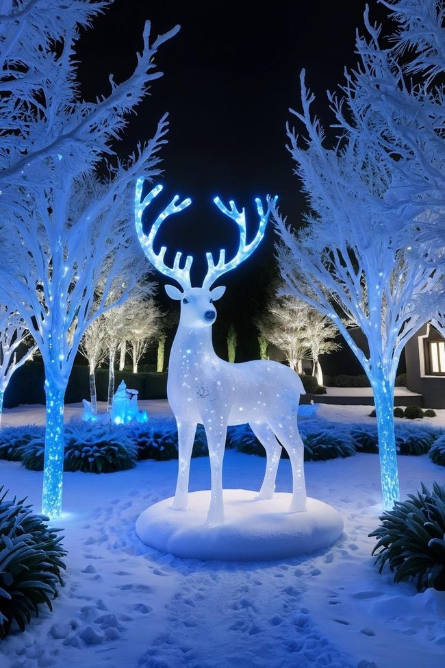 Glowing Reindeer Winter Yard Display