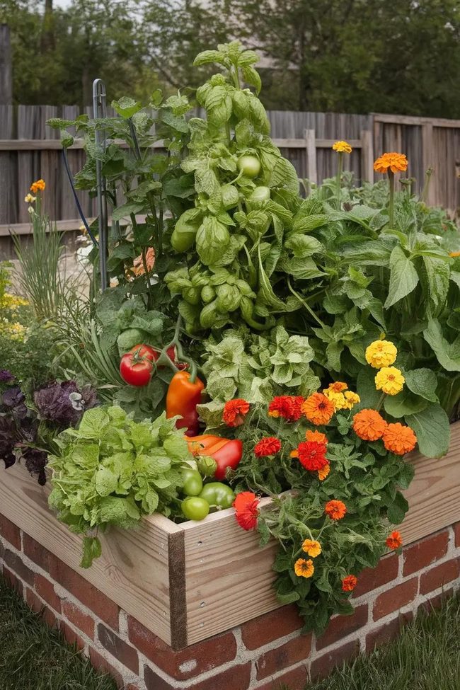 Vegetables, Herbs, Flowers Together