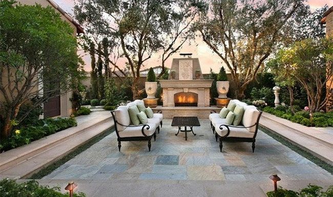 Fireplace Courtyard With Living Greens