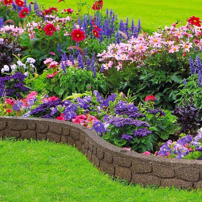 Curved Stone Holds Cascading Blooms