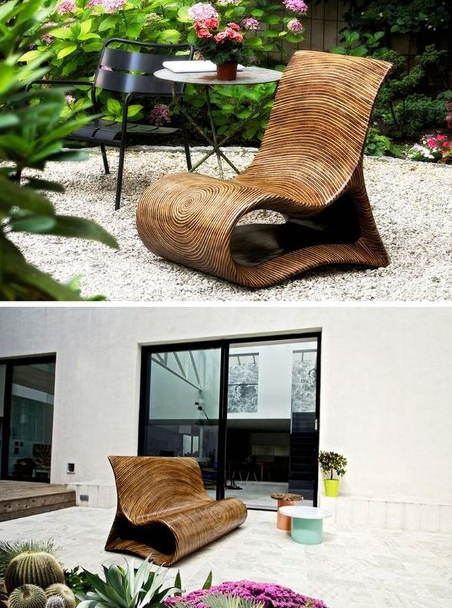 Spiral Wood Chair Modern Patio