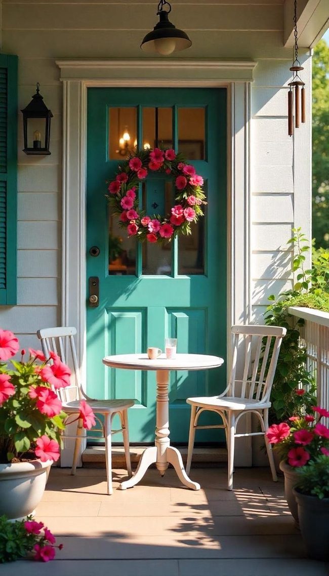 Blue Striped Porch With Nautical Anchors