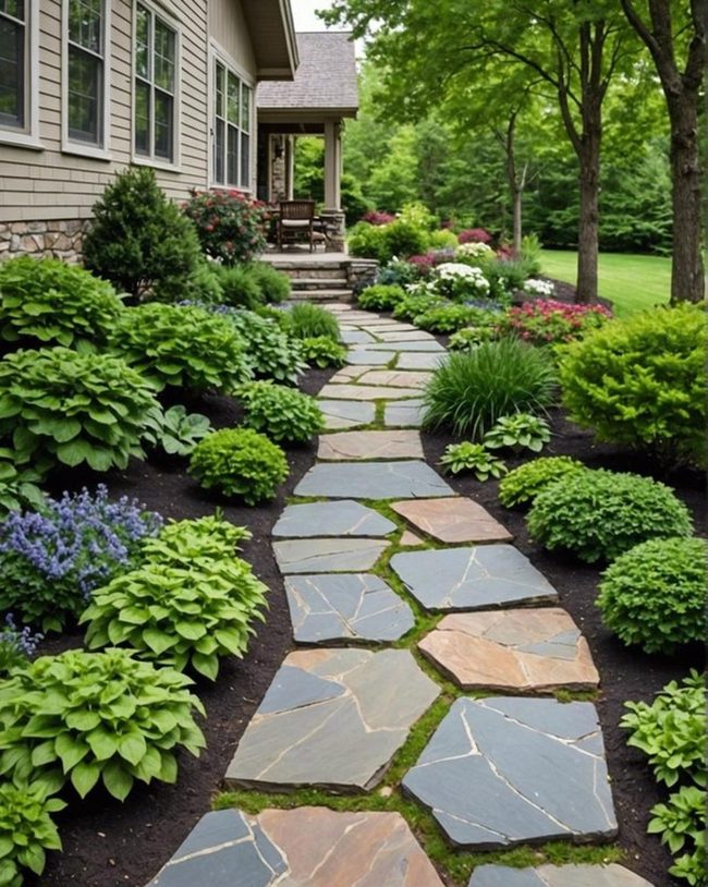 Irregular Flagstone With Wild Grass Joints