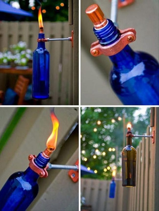 Recycled Wine Bottle Outdoor Flames